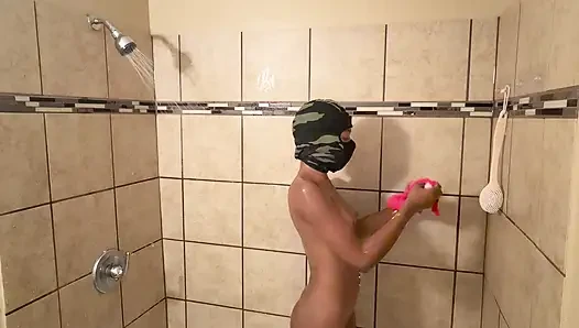 Shower time showing my hot body while going live!