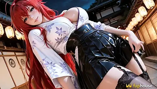 Rias Gremory in Stockings and Kimono to the Cream in the Ai Version of Dxd