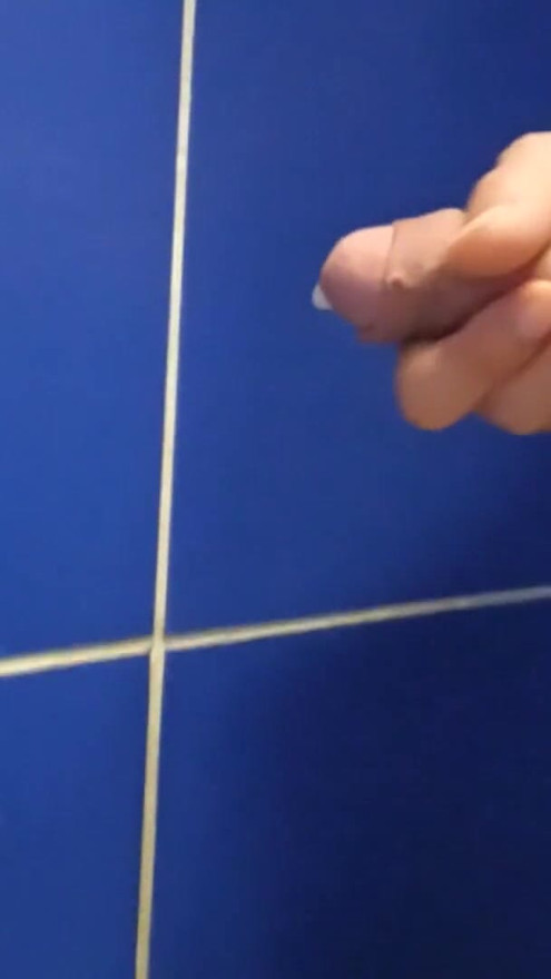 Gay twink pisses pee, masturbates his penis and ejaculates sperm in the toilet | Clip 1