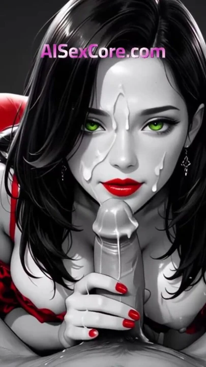 Noir vixen rides wild in red dress while creamy load bursts across her perfect tits (AI) | Clip 2