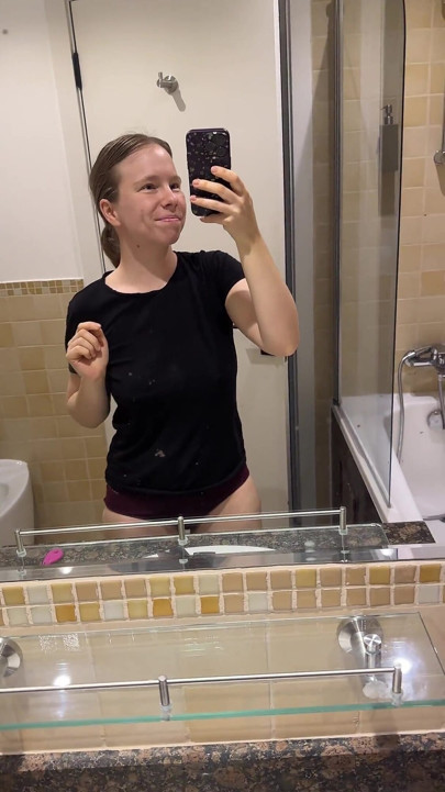 Teen with Braces Brushes Her Teeth