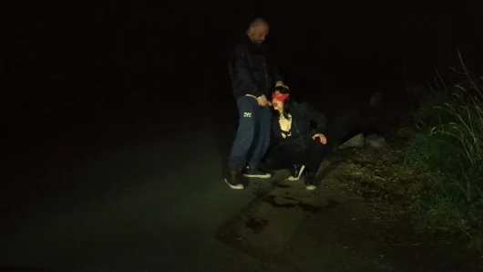 Urination on wife's face outdoors golden shower