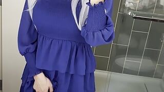 HOTTEST Crossdresser Stroking Cock in Bathroom