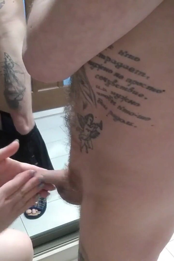 Caught mother-in-law in the hallway and fucked in the mouth at the mirror cabinet