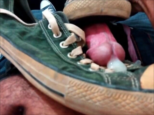Nasty cum on smelly sneaker