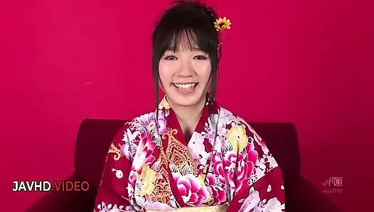 Chiharu offers sultry JAV blowjob then gets fiercely fucked in her kimono