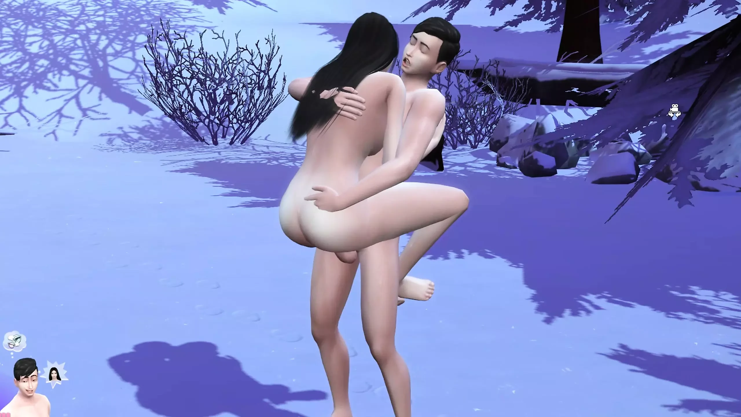Public Sex on winter season snowing