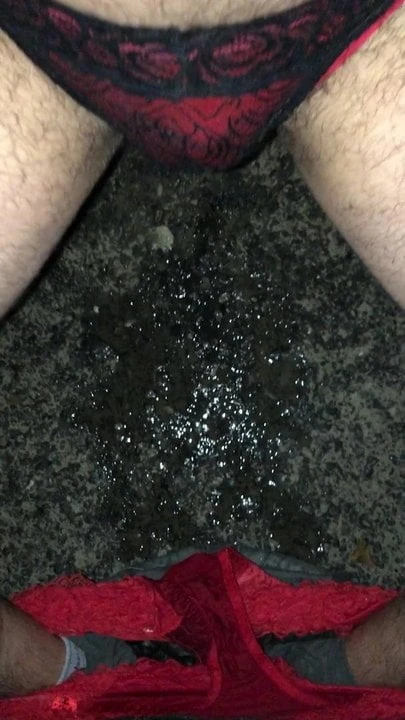 A very wet night out in red and black
