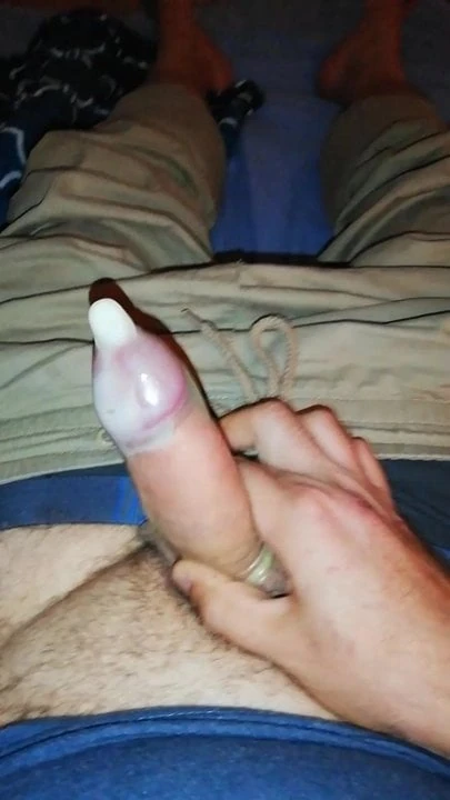 Jacking off in a condom (4th and final load of the day)