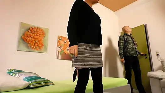 Blonde tattooed mature loves riding big cock on the couch