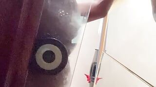 Big ass slides on a big cock on a mirror