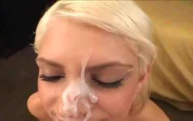Crystine gets pearly cum on nose