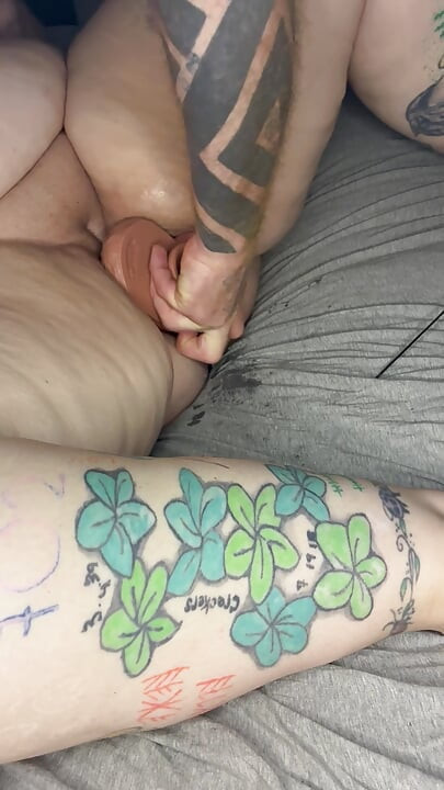 Horny bbw takes large dildo
