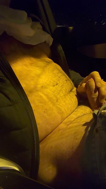 CARESSING YOURSELF IN THE CAR AT A MOTORWAY REST AREA