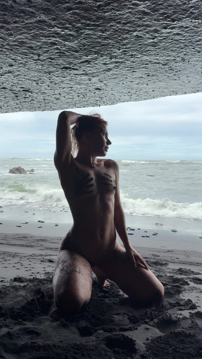 Rubbed black sand all over myself for this shot
