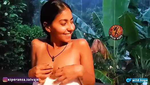Colombian Indian sucks,, and receives cum in her mouth