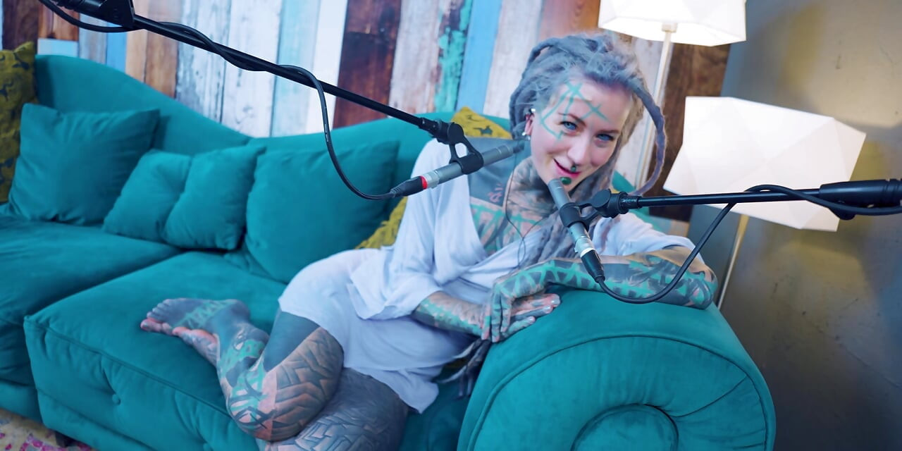 I talk about O - Overcome - ASMR podcast SFW talking goth skinny girl dreadlocks tattoo model inked girl