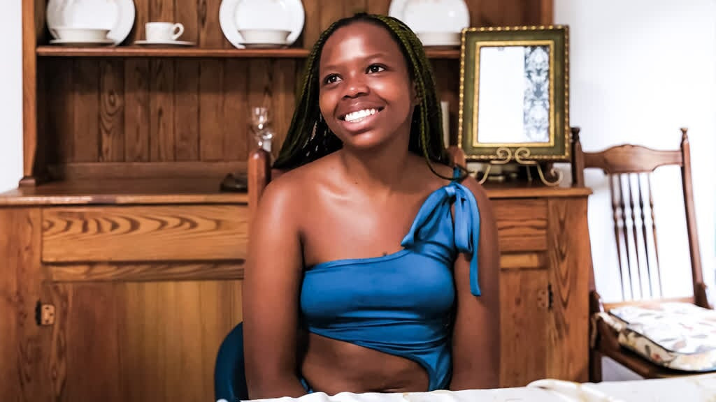 Her BF had no clue I FACEFUCKED this CUTE EBONY TEEN on the kitchen table