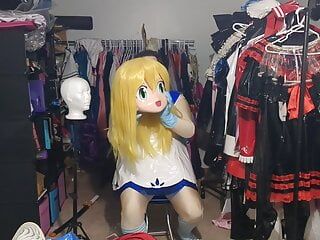 Kigurumi pvc lillie cosplay cu căluș, joc cu respirație și vibrator