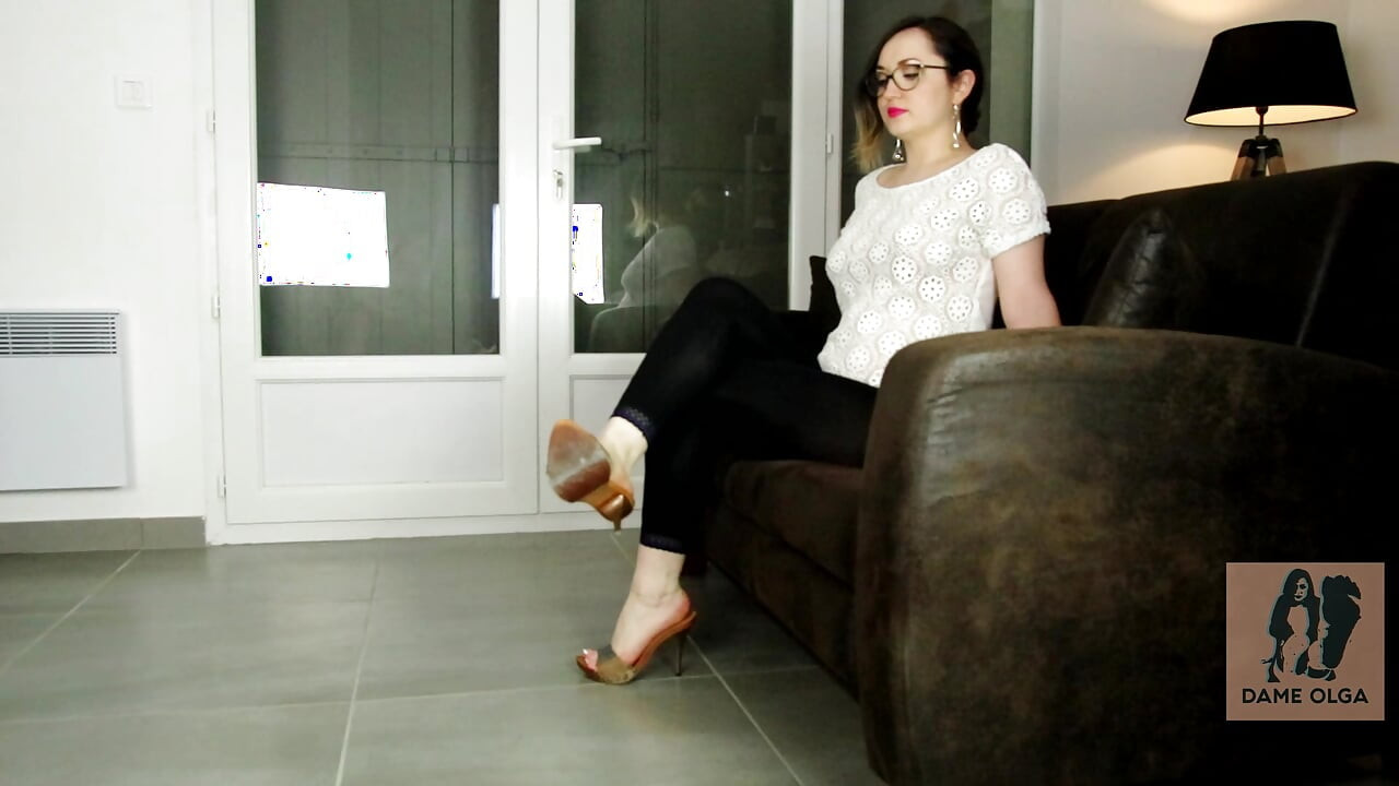 Shoeplay and Dangling with High Heel Wooden Mules