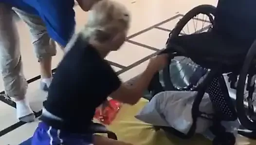 blonde paraplegic transfer to ground