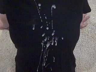 Cumming on her black shirt