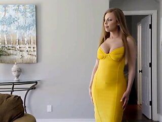 Girl in Yellow Dress Fucks Friend While Parents Home