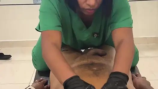 Leyne Rodriguez: Hot Latina in Massage Uniform Gives an Intense Oiled Session