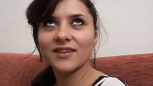 Cute brunette shows how to suck cock