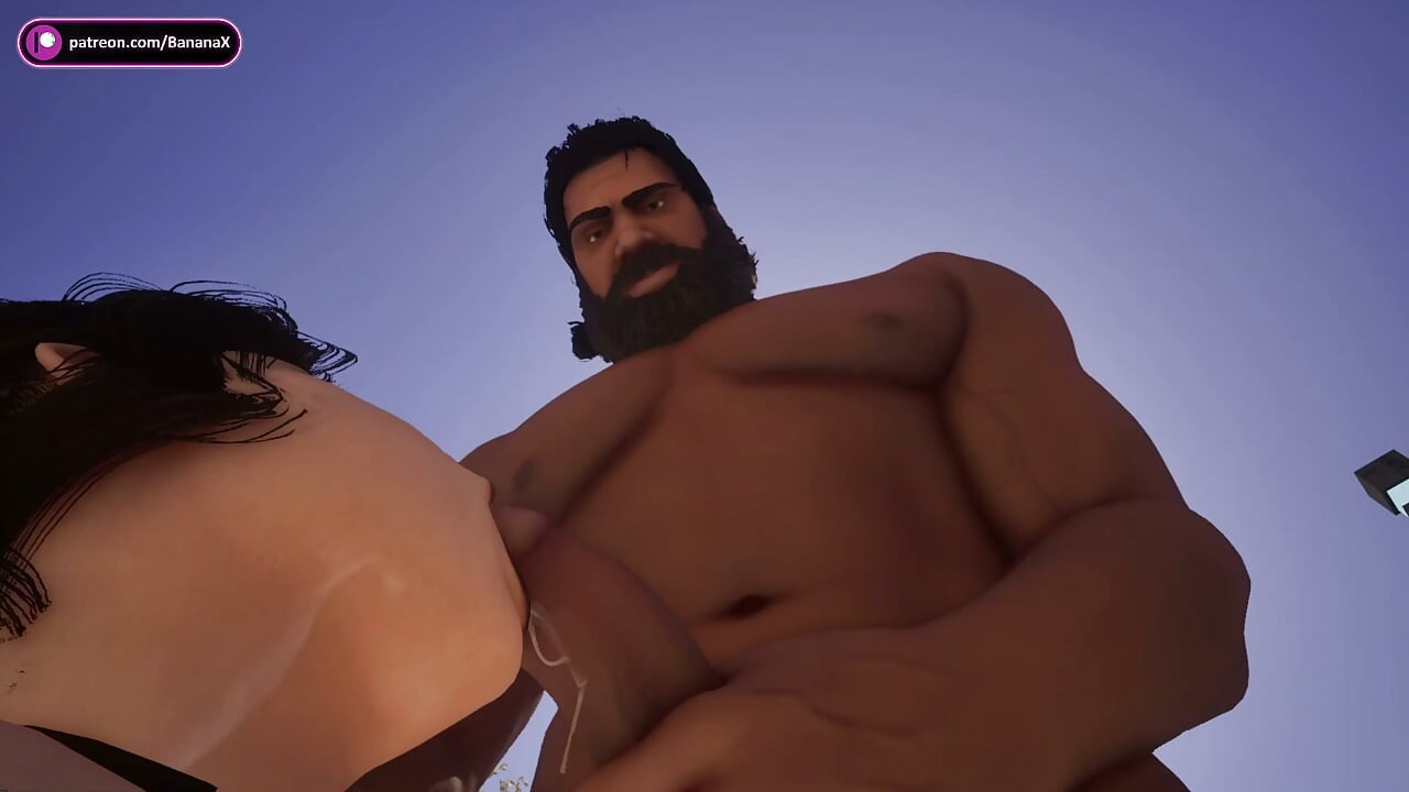 Muscular Stud Rails Futa Hard by the Pool