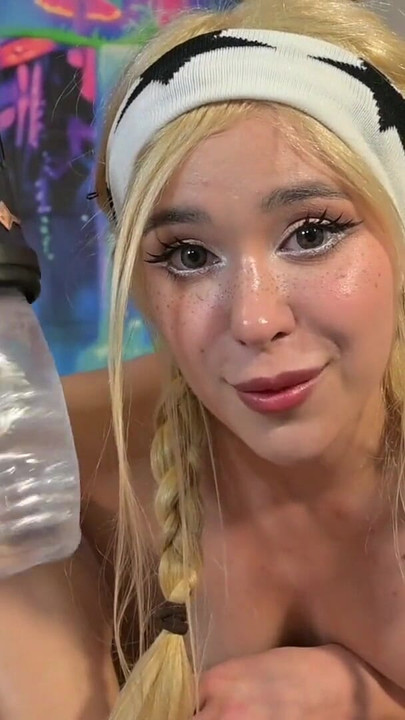 POV: Swallowed his cum while he stared on my petite exposed body! I milked his dick with powerful Handjob toy from Bad Peach | Clip 1