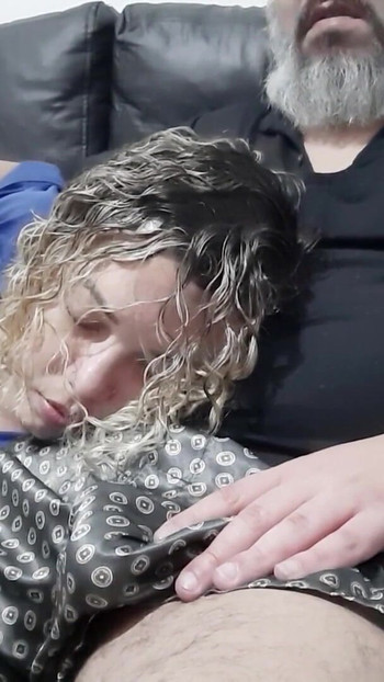 Powerful moment from "Stepmother ends up falling resting on her stepson's lap and he sticks his dick in her mouth until he cums"