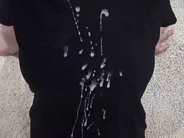 amateur gets cum on giant tits in black shirt