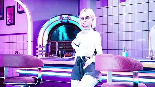 Heißes teen im retro-café 3D HENTAI gefickt