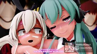 MMD R18 Suzuya и Shimakaze секс-танец ягненка, 3D хентай - счастливые хуи