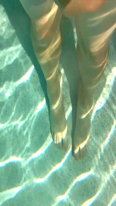 Powerful moment from "In the pool with my cock out and getting blown by the jets"