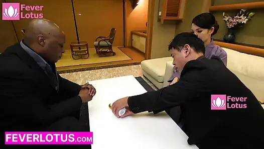 Curvy Japanese Mob Moll's Massive Jugs Bounce in Interracial Threesome - Japanese Dick + BBC Pump Her Full