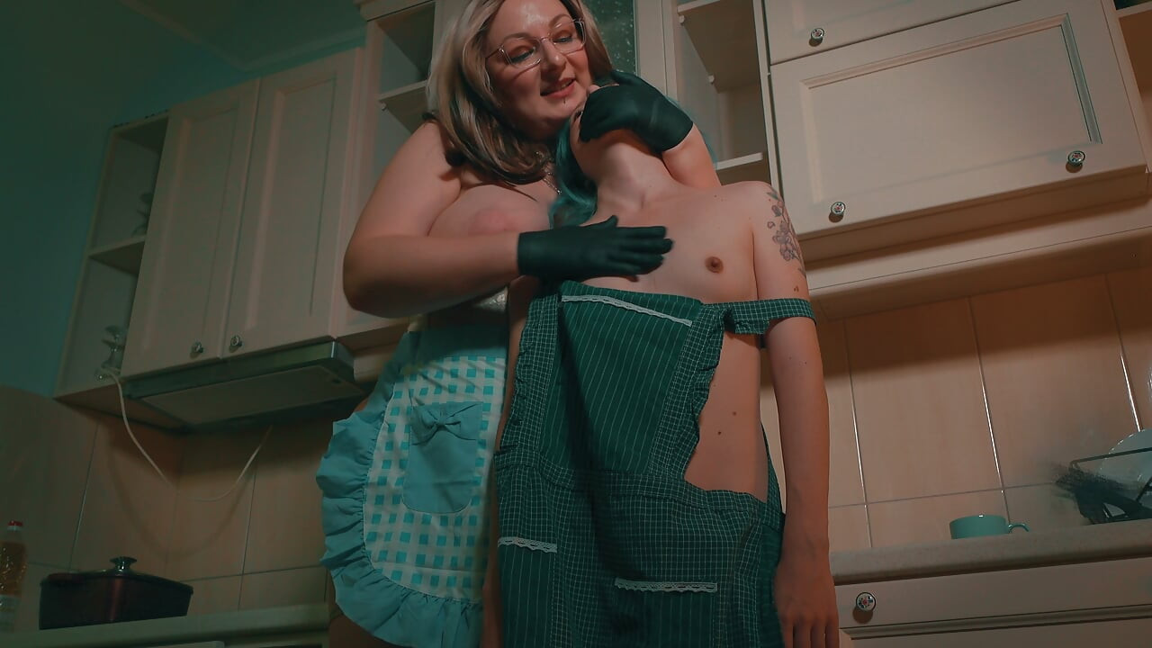 Shut the Fuck Up and Take It - Stepmom Gags Skinny Stepdaughter in the Kitchen