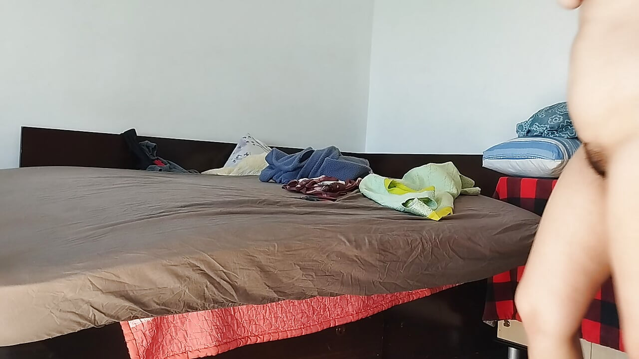 Amateur wife enjoys trying on clothes and cutting them. Amateur wife vacuums naked in the house.