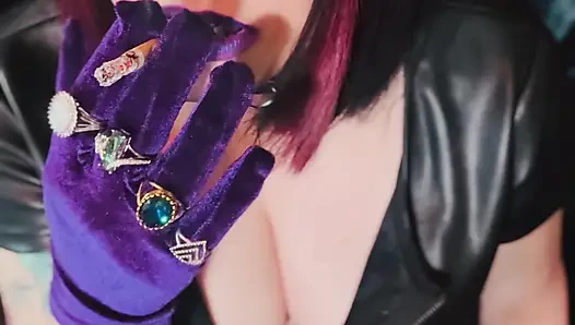 Queen Of Smoking Tina Snua Smoking A Cork Cigarette In Leather & Gloves