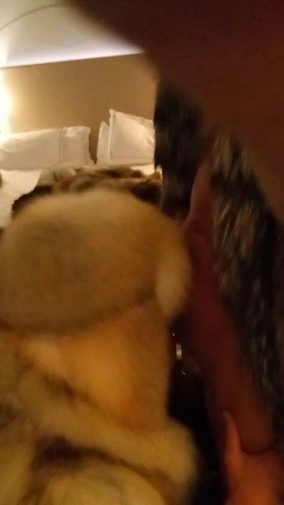 Naked in furcoat