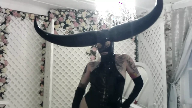 Horned Latex Mask and Pvc Striptease
