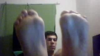 Rechte mannelijke voeten op webcam - collectie