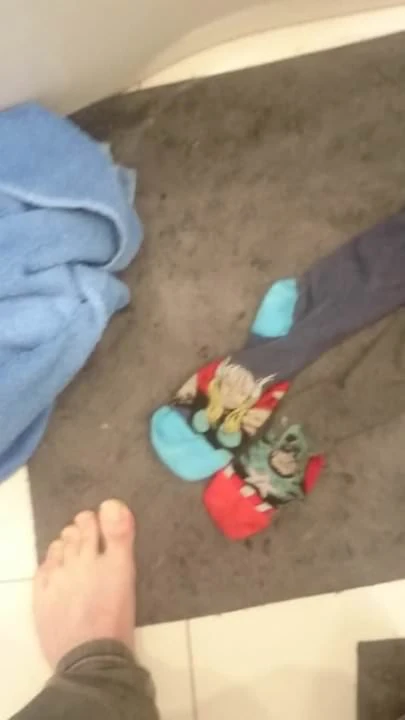 Guy jizzes on superhero socks