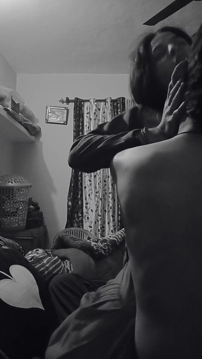 Emotional moment from "Real sex in night with lover in flashlight"