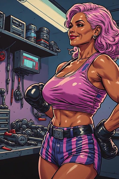 Beautiful Fit Pink-haired Babes Art