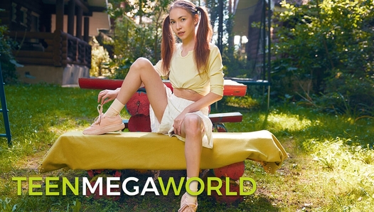 TeenMegaWorld - Beauty-Angels - Cutie orgasms on a bench