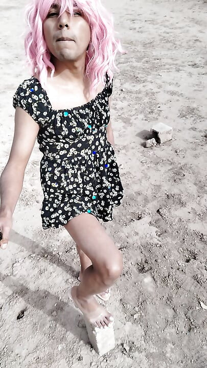 Sheer heels cute feet and mini dress this slut strips naked in public very hot