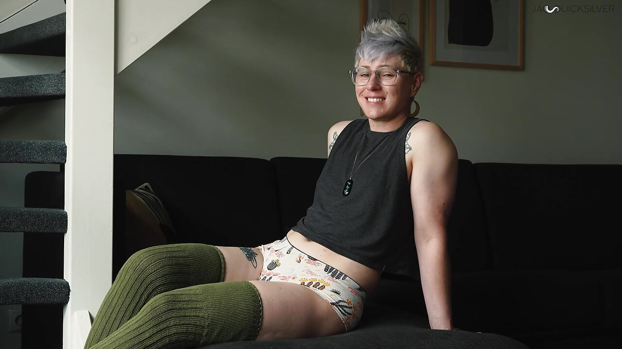 Nonbinary Babe Jaq Quicksilver Seduces You with Hard Wood Strapless Dildo - Queer Alt Strapon Immersive Roleplay