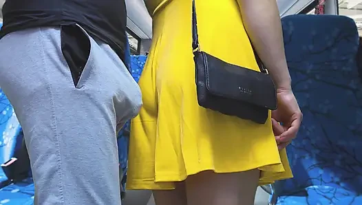 Stranger Touch her Butt without permission with his erection and CUMS Hard Inside Bus Vehicle by Girl's Hand